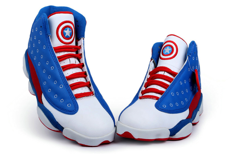 New Arrival Jordan 13 Captain America Edition Blue White Red Shoes - Click Image to Close